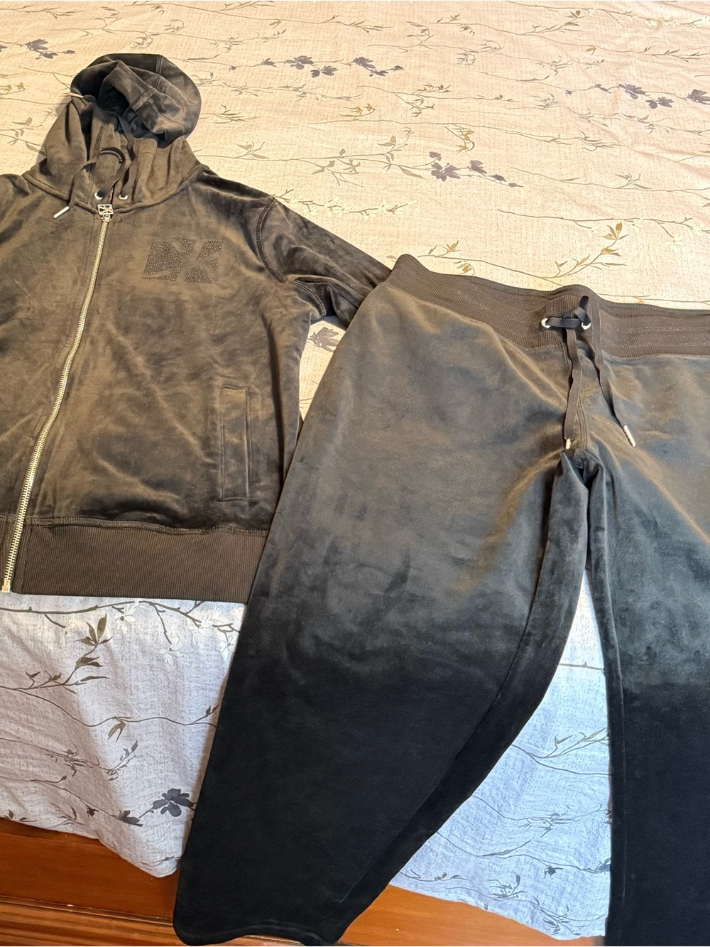 Calvin Klein Black Velvet Zip Hoodie & Joggers Set